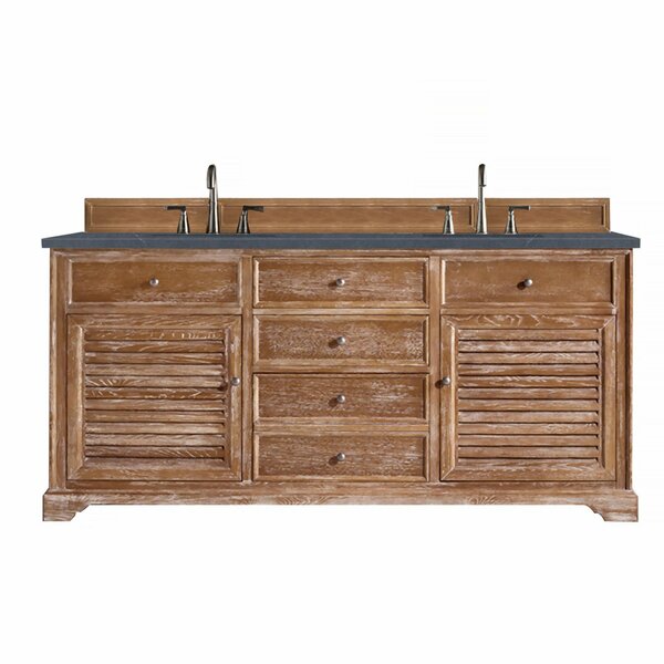 James Martin Vanities Savannah 72in Double Vanity, Driftwood w/ 3 CM Charcoal Soapstone Quartz Top 238-104-5711-3CSP